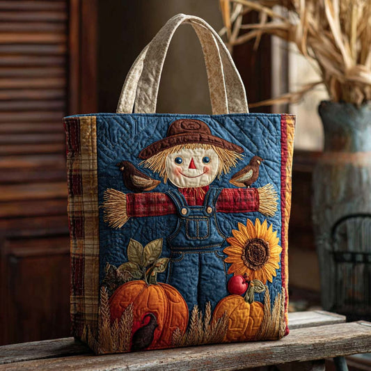 Plaid Pumpkin Quilted Tote Bag NCU0XD054