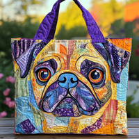 Playful Pug Quilted Tote Bag NCU0DK9468