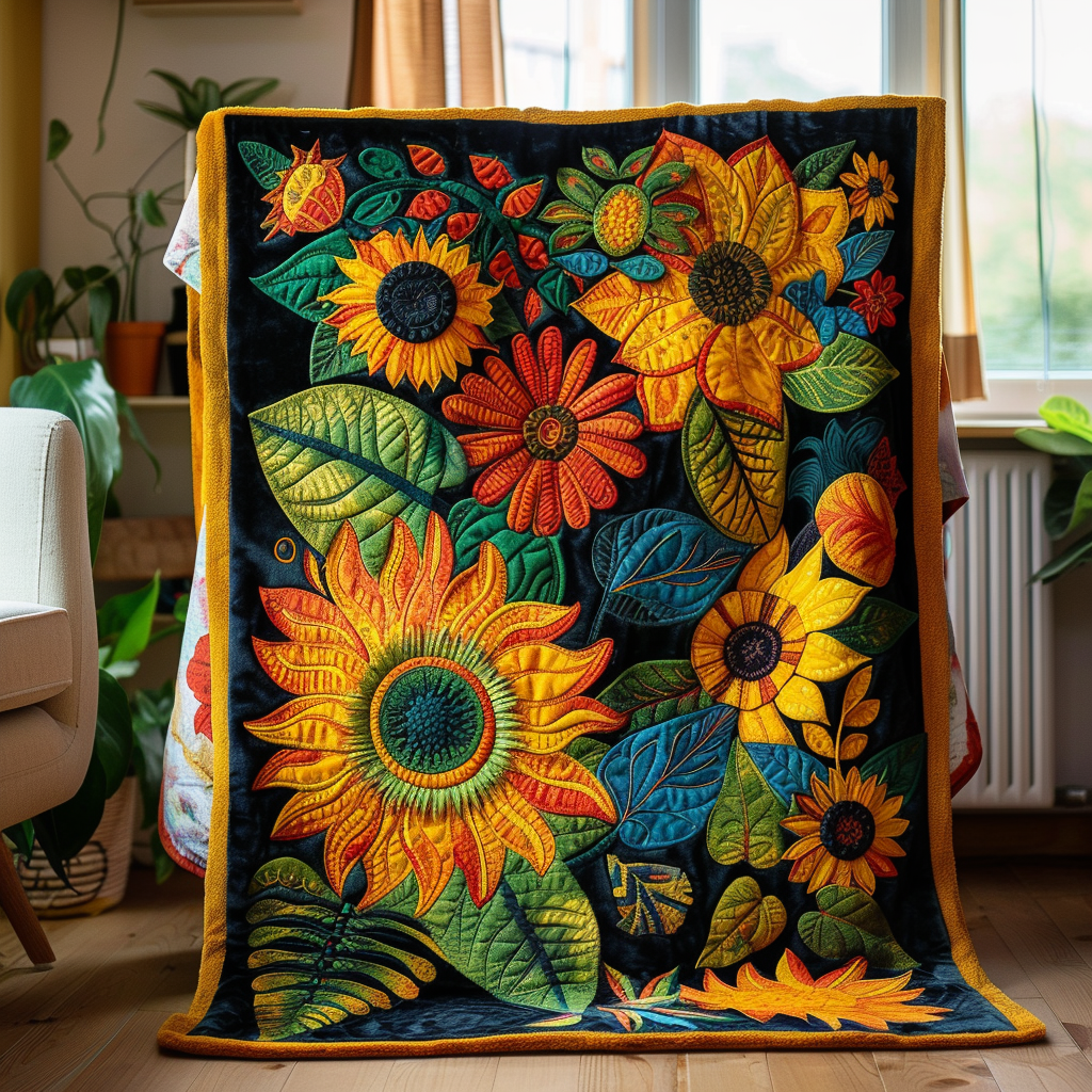 Harvest Sunflower Quilted Blanket NCU0PT214 main image 1
