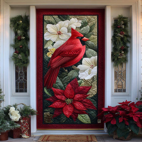 Poinsettia Porch Guardian Quilted Door Cover NCU0XD1634
