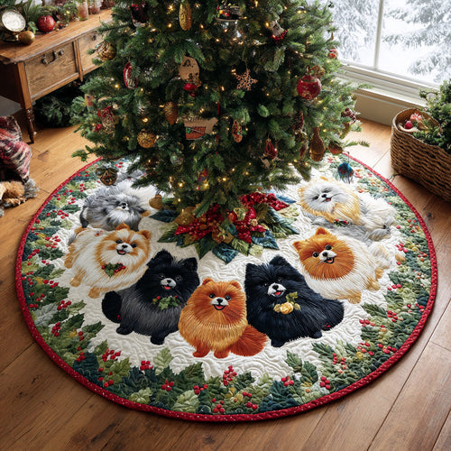 Pom Candlelight Glow Christmas Quilted Tree Skirt NCU0DV8189