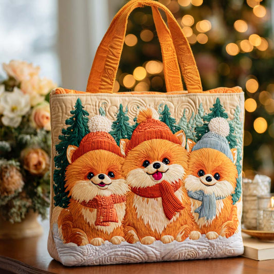 Pom Pup Squad Quilted Tote Bag NCU0NT9881