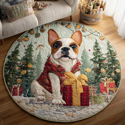 Present-Holding Bulldog Quilted Round Mat NCU0HH225