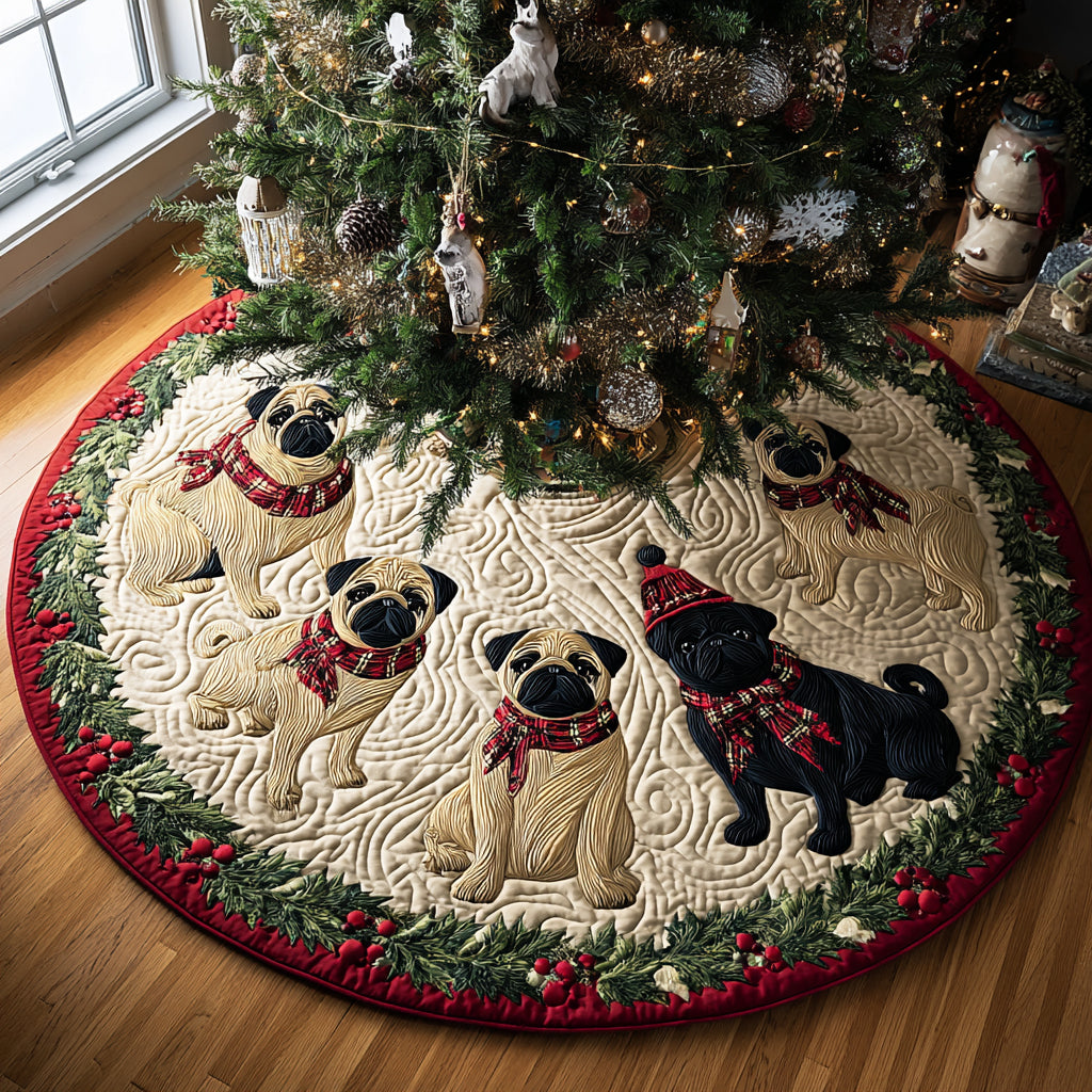 Pug Christmas Quilted Tree Skirt NCU0VT290