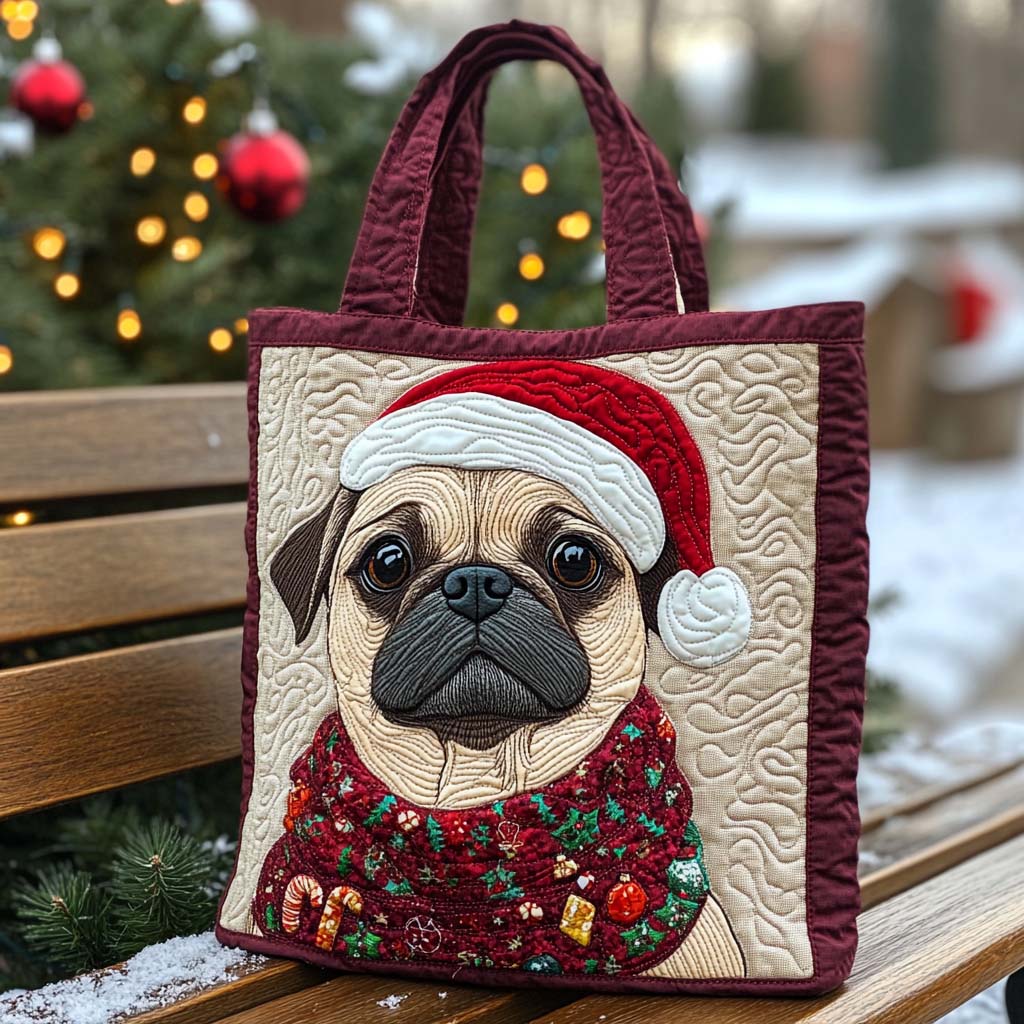Pug Christmas Charm Quilted Tote Bag NCU0XD661