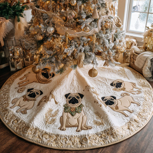 Pug Wonderland Quilted Christmas Tree Skirt NCU0DV8049