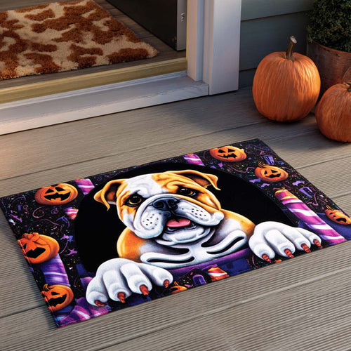 Pumpkin Party Bulldog Doormat NCU0XD825