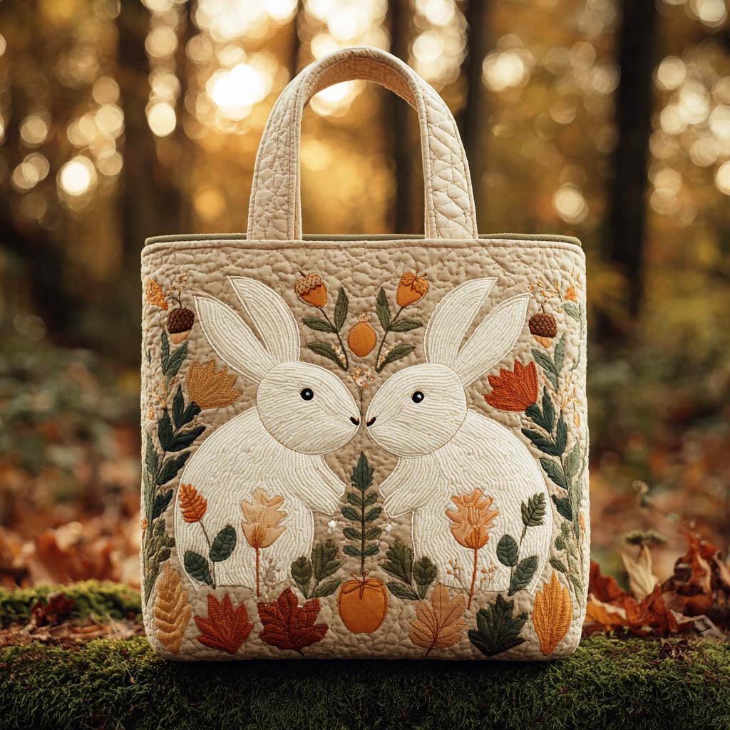 Pumpkin Patch Rabbit Quilted Tote Bag NCU0TD132