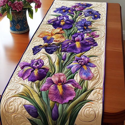Purple Iris Charm Quilted Table Runner NCU0NT5728