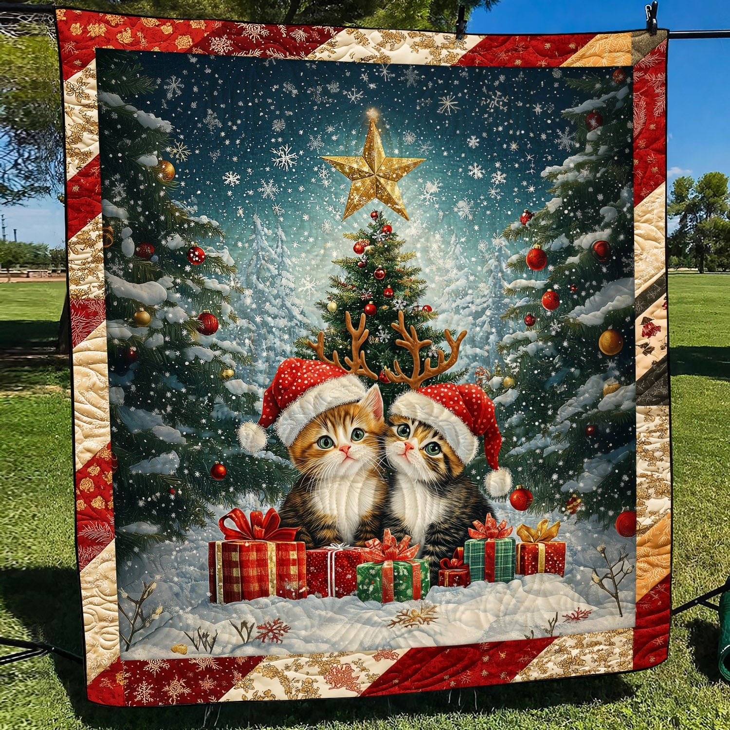 Christmas Cat Quilted Round Mat GFTOMA4823 main image 1