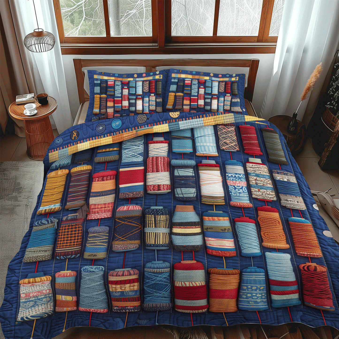 Quilter Spools 3-Piece Quilted Bedding Set NCU0TH1305
