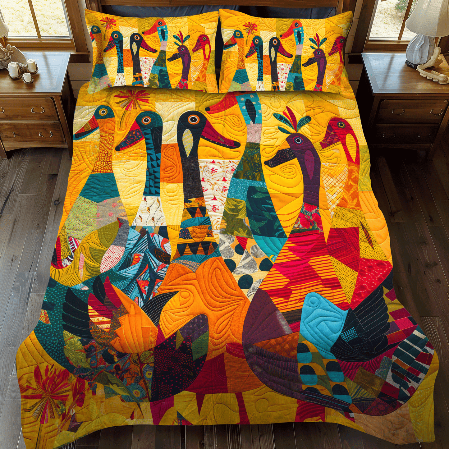 Radiant Duck 3-Piece 3-Piece Quilted Bedding Set NCU0DV405