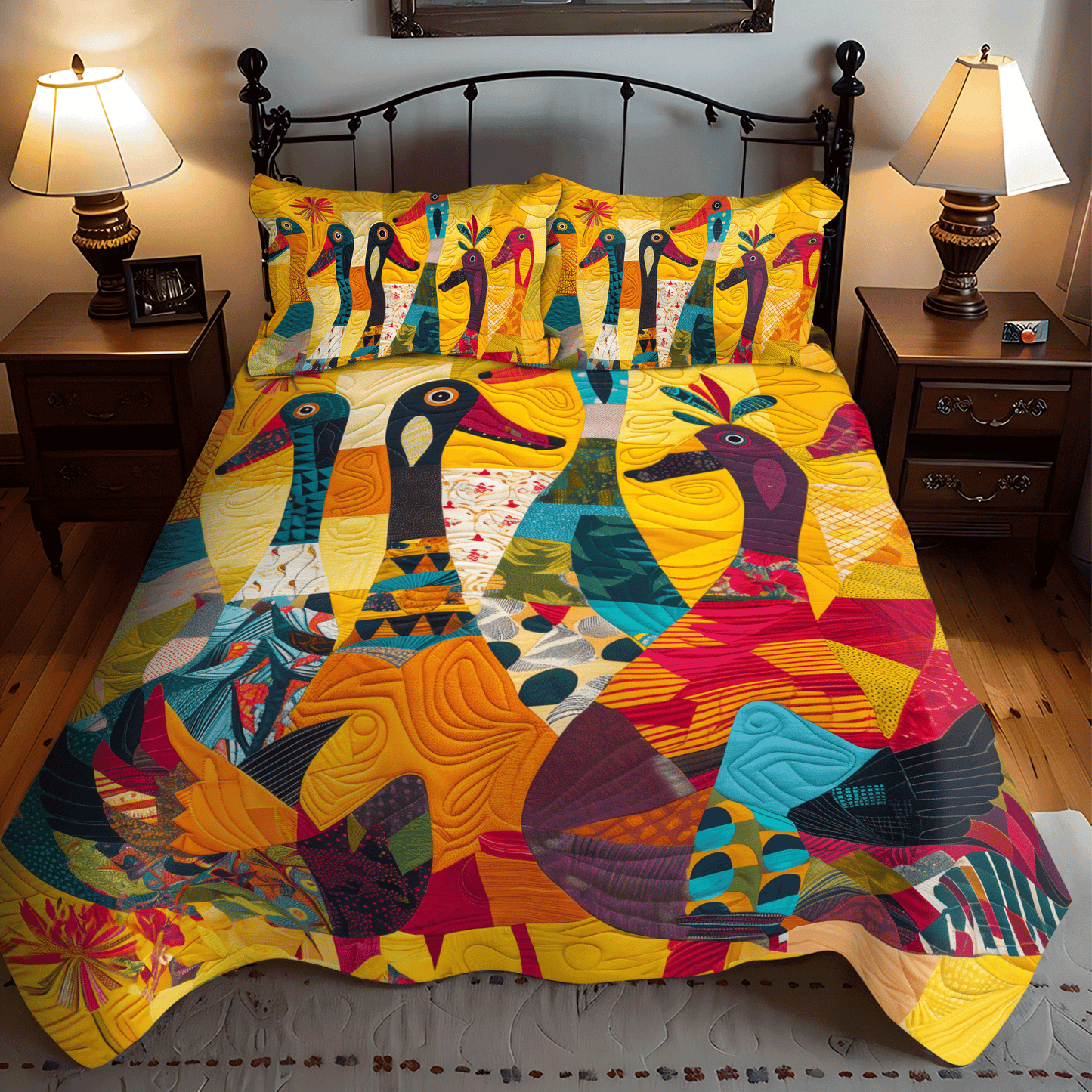 Radiant Duck 3-Piece 3-Piece Quilted Bedding Set NCU0DV405