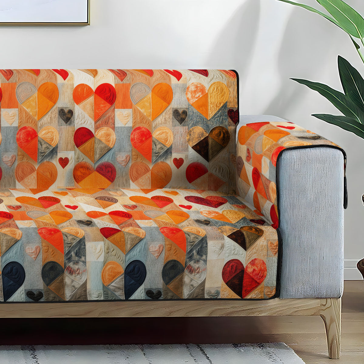Radiant Hearts Quilted Sofa Cover NCU0PT3233