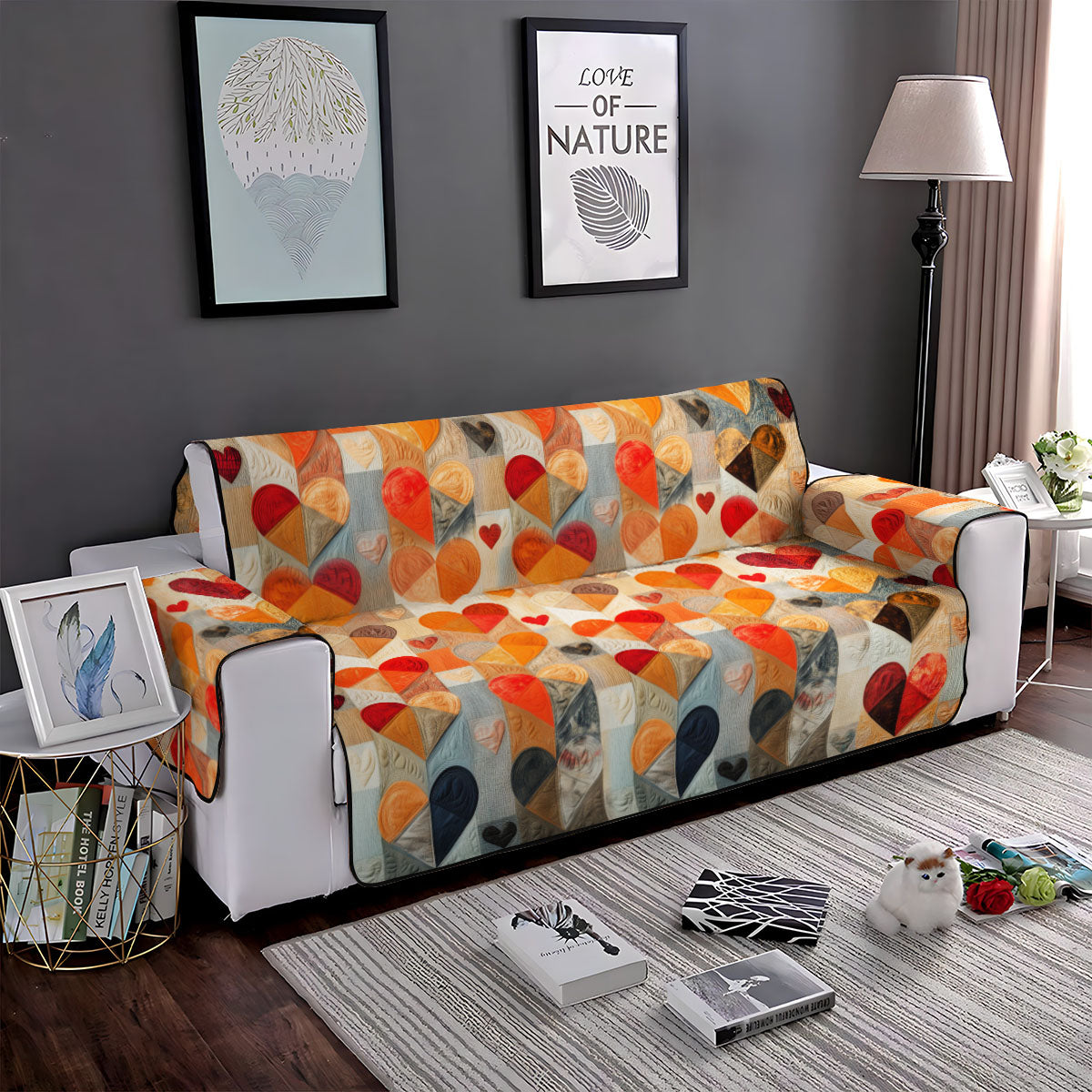 Radiant Hearts Quilted Sofa Cover NCU0PT3233