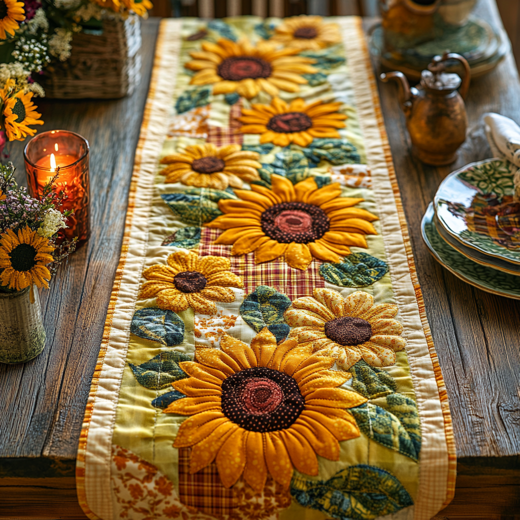 Radiant Petals Quilted Table Runner NCU0DV3457 – Vantique