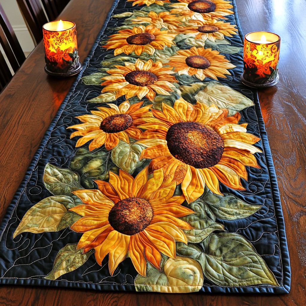 Radiant Sun Quilted Table Runner NCU0VH152 Vantique