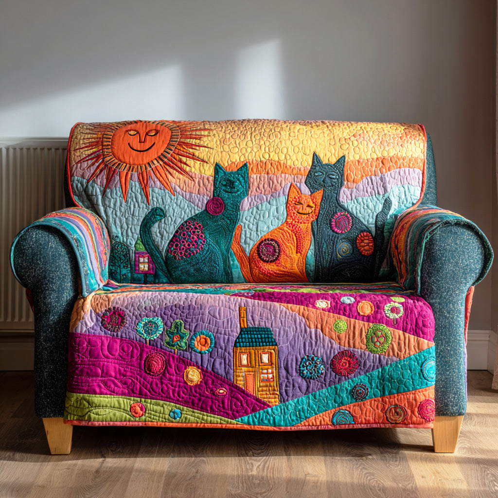 Rainbow Paws Parade Quilted Sofa Cover NCU0TD1215
