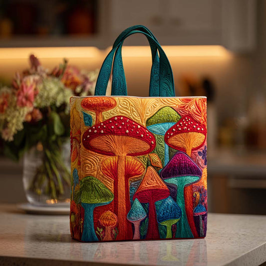 Rainbow Shrooms Quilted Tote Bag NCU0NT9242