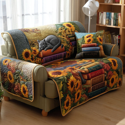 Reading Whiskers Quilted Sofa Cover NCU0PT9944