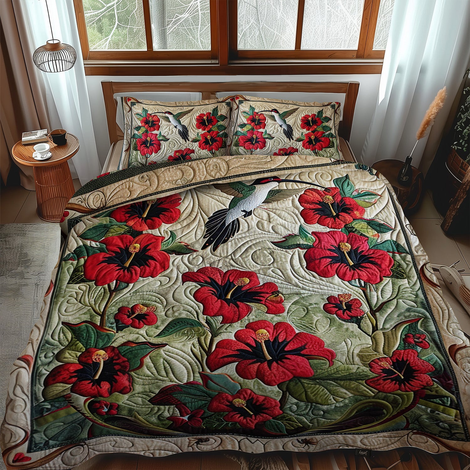 Moon Bloom 3-Piece Quilted Bedding Set NCU0DDK470