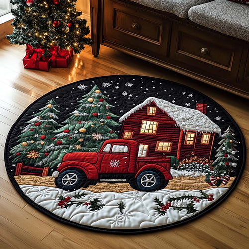 Red Truck Yuletide Quilted Round Mat NCU0NT1233