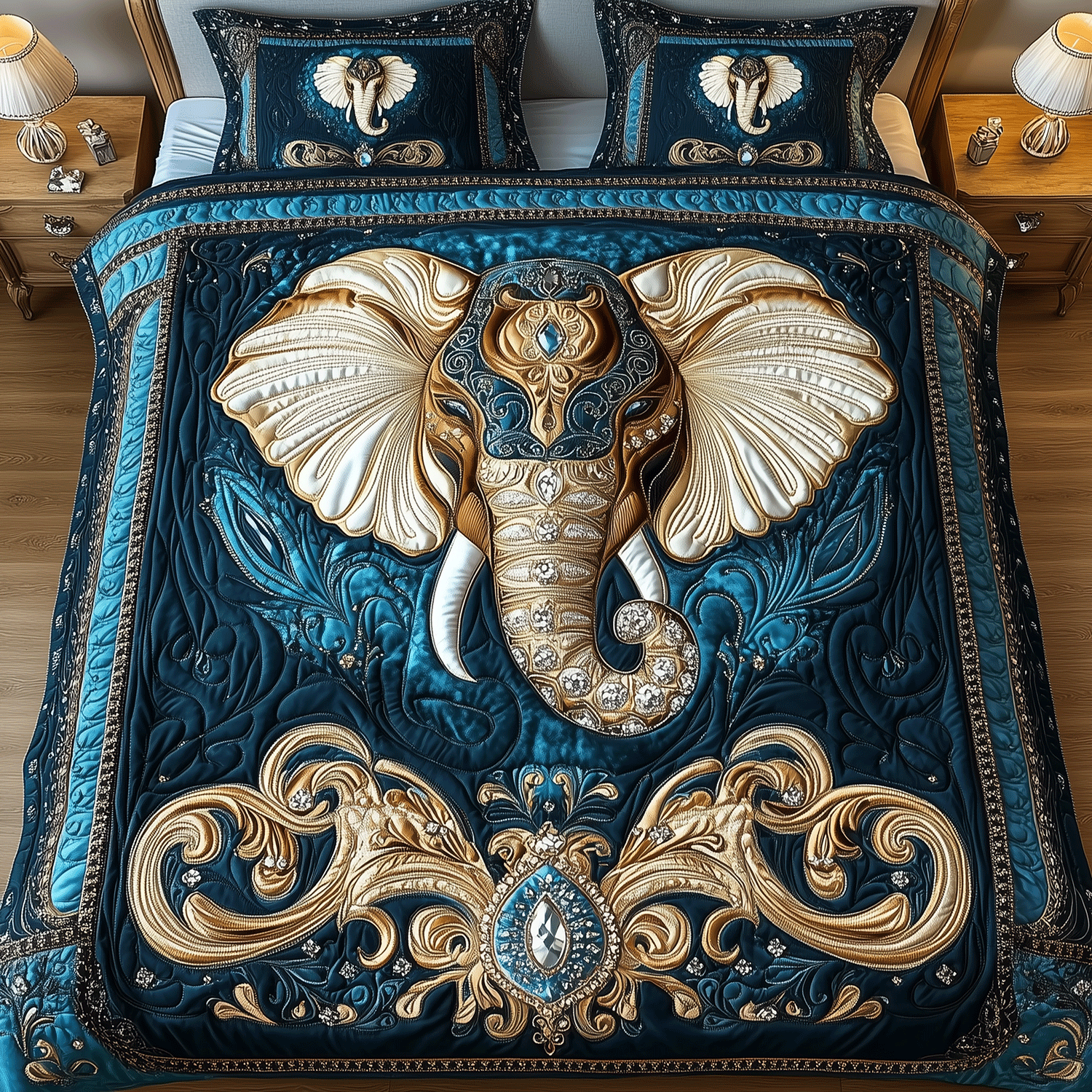 Charming Elephant Quilted Blanket NCU0TH724