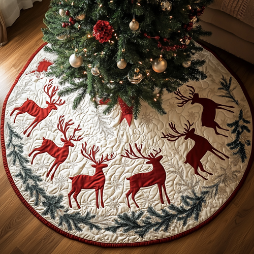 Reindeer Dreams Christmas Quilted Tree Skirt NCU0DK10489