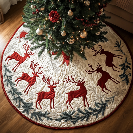 Reindeer Dreams Christmas Quilted Tree Skirt NCU0DK10489