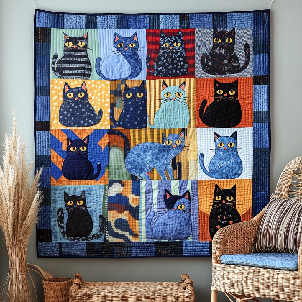 Whiskered Warmth Quilted Blanket NCU0PTT2981