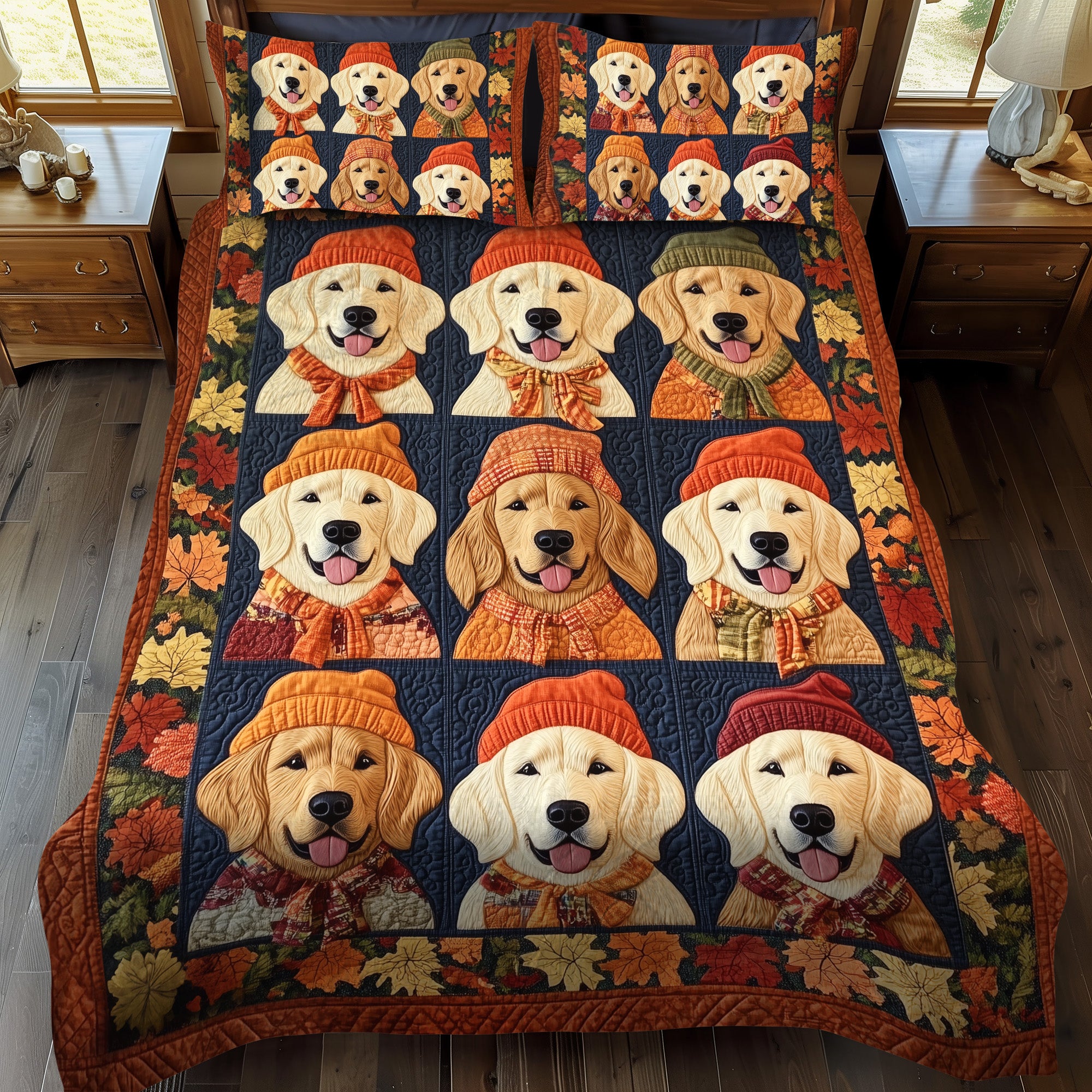 Autumn Pug Charm Quilted Blanket NCU0DV296