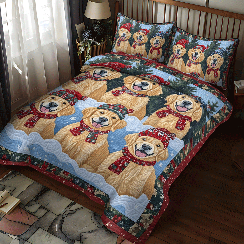 Retriever Delight 3-Piece Quilted Bedding Set NCU0TH1635