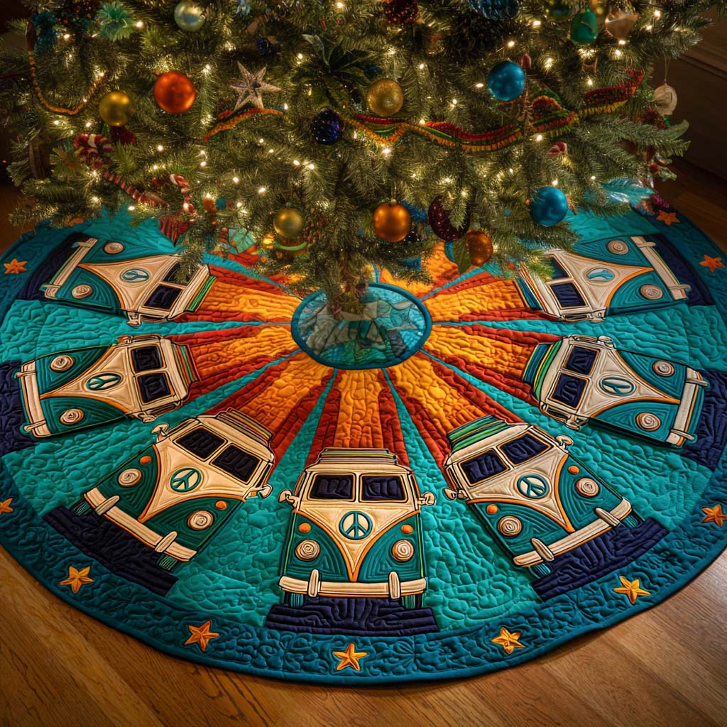 Retro Camper Starburst Quilted Tree Skirt NCU0XD1329