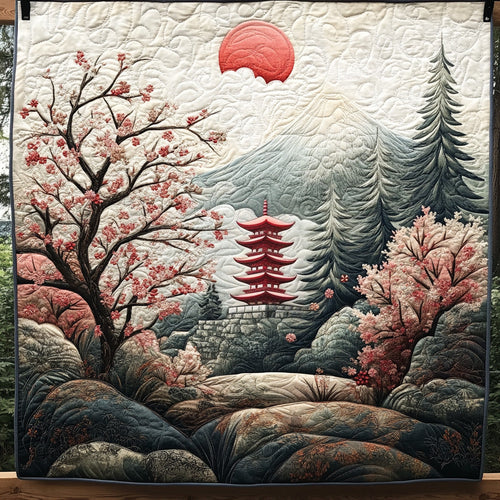 Retro Japanese Pagoda Quilted Blanket NCU0DV6611