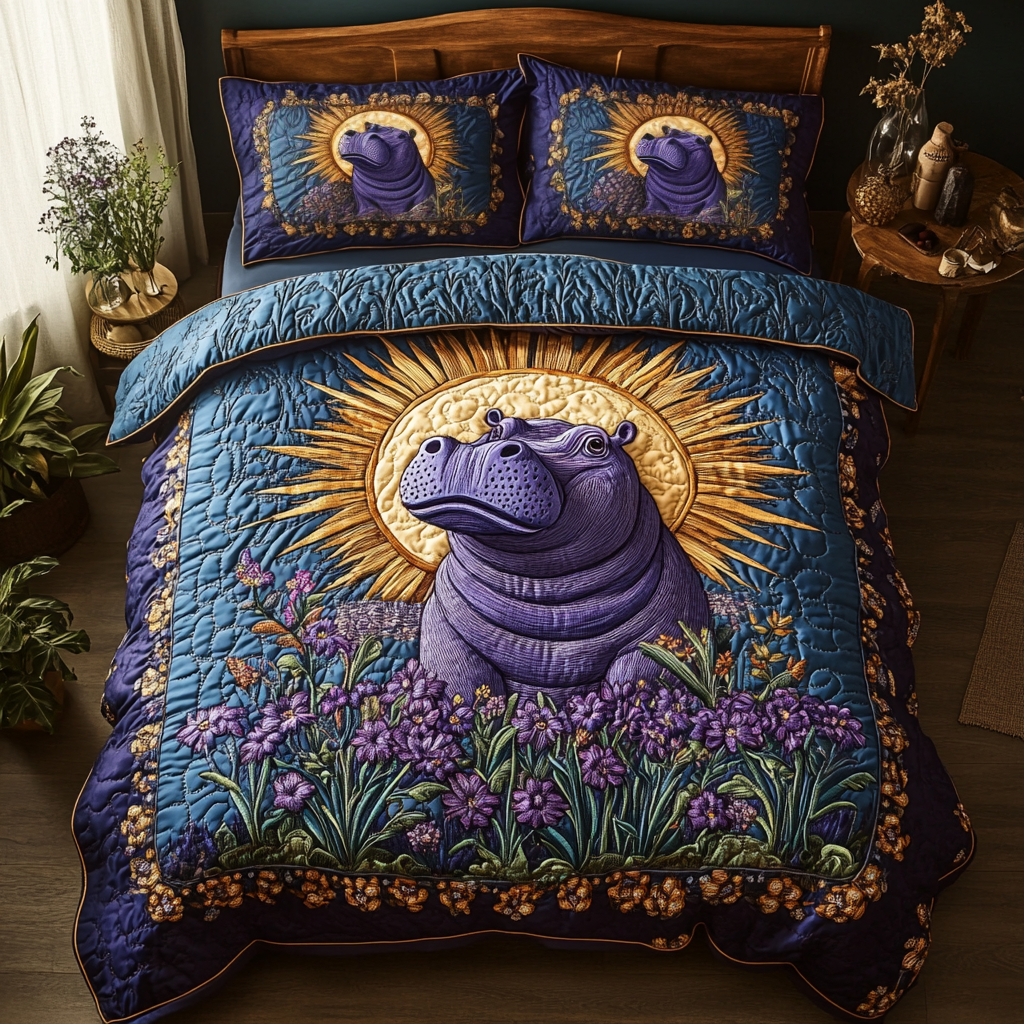Vibrant White Horse 3-Piece Quilted Bedding Set NCU0PD162 main image 1