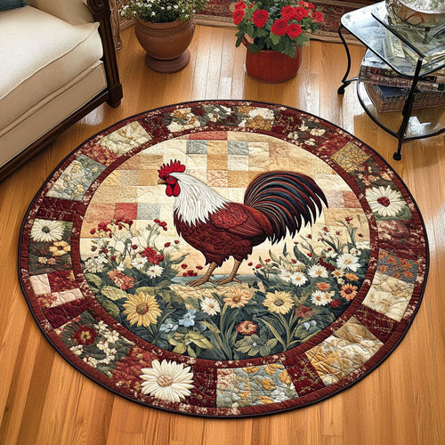 Rooster Garden Delight Quilted Round Mat NCU0PT6317