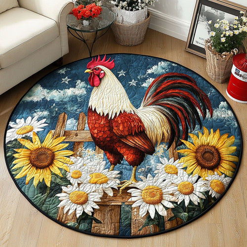 Rooster Sunrise Quilted Round Mat NCU0PT6319