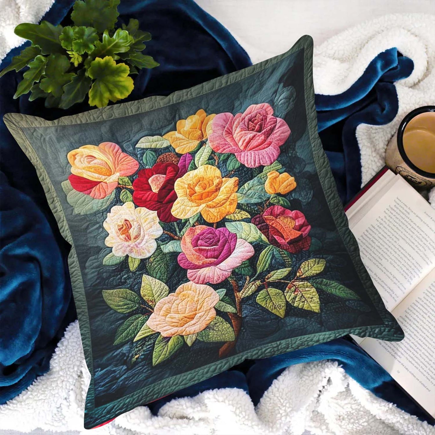 Rose Elegance Quilted Pillow Case NCU0NT1089
