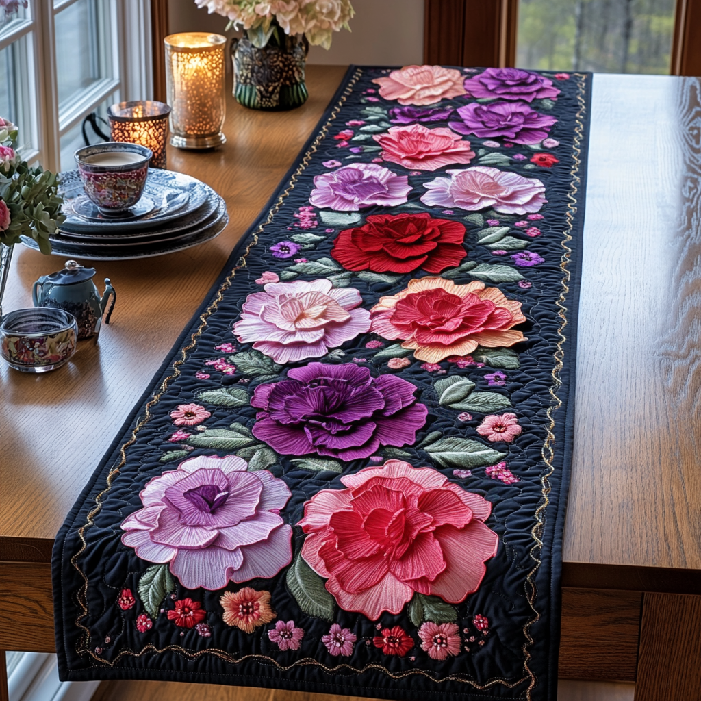 Rose Tints Quilted Table Runner NCU0DV5052 – Vantique