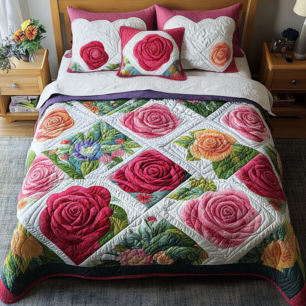 Red Rose Spirit 3-Piece Quilted Bedding Set NCU0NVH007