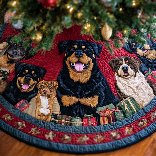 Rottweiler Charm Christmas Quilted Tree Skirt NCU0DK10654