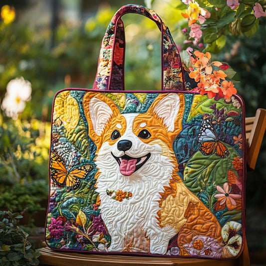 Royal Corgi Charm Quilted Tote Bag NCU0PT9353