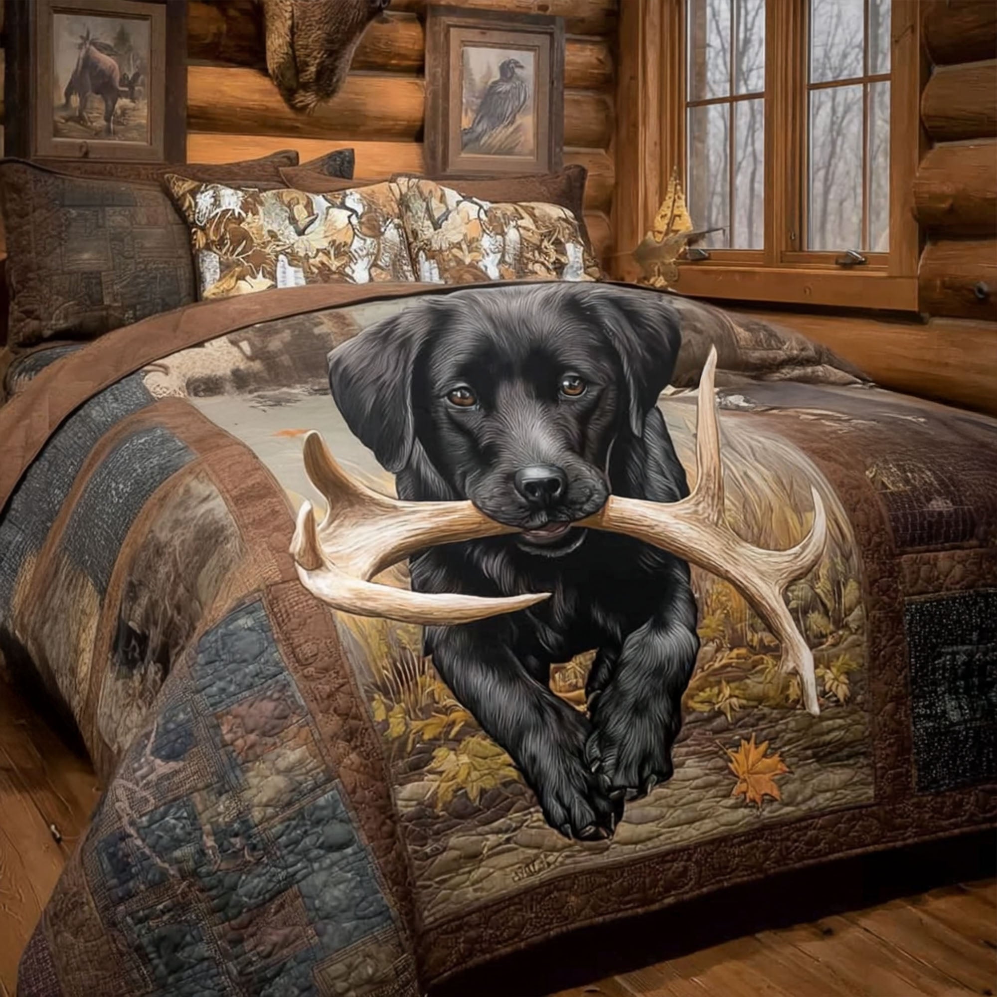 Pug Snowy Adventure 3-Piece Quilted Bedding Set NCU0VL595