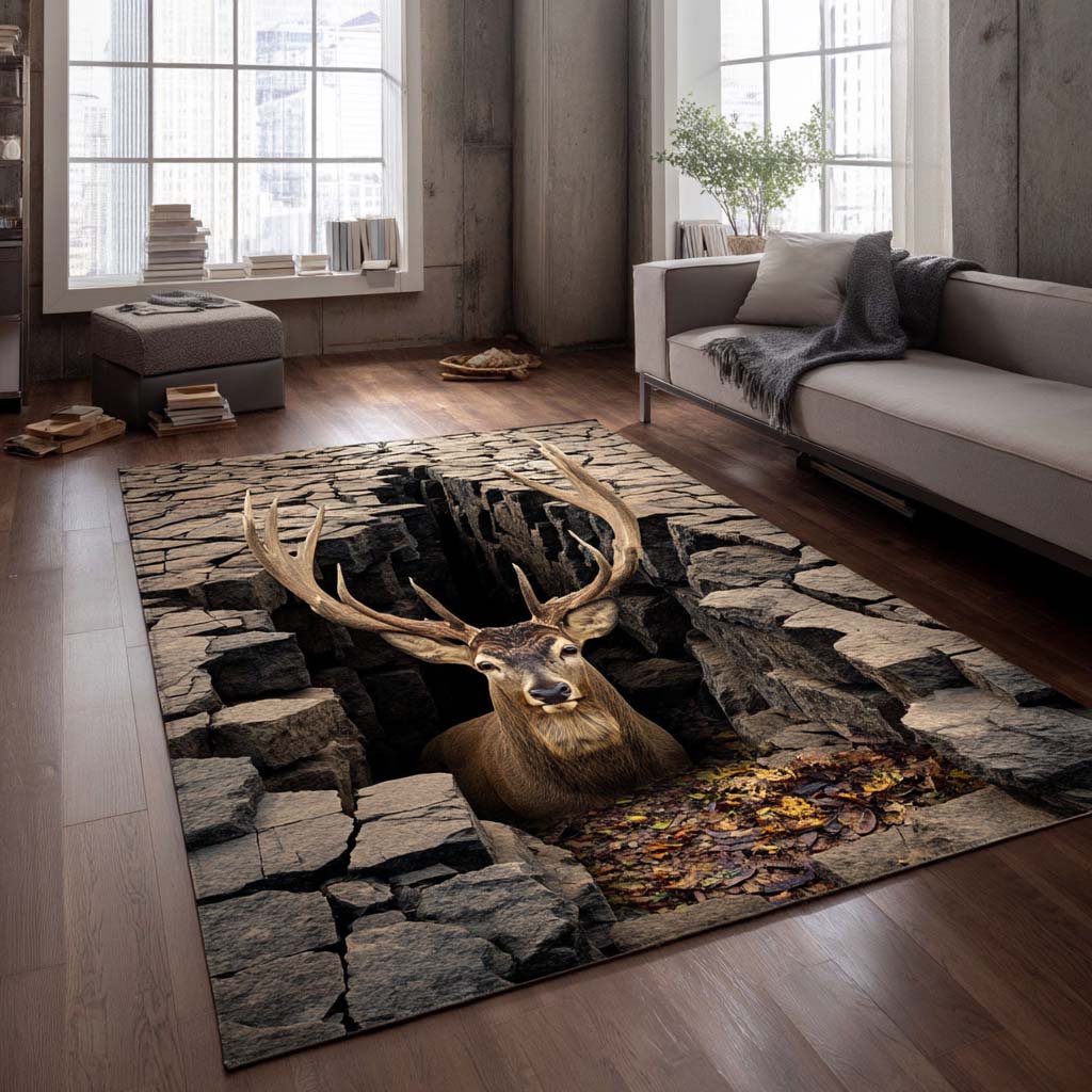 Rustic Deer Area Rug NCU0XD990 – Vantique