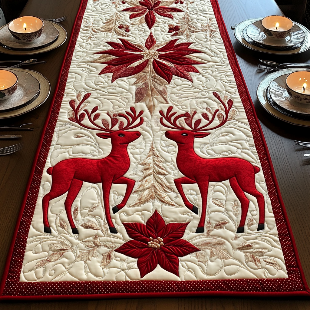 Rustic Deer Charm Quilted Table Runner NCU0VH789 – Vantique