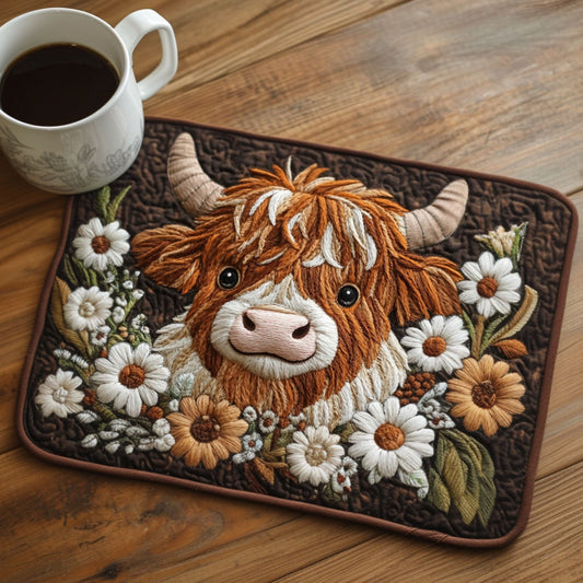 Rustic Floral Cow Quilted Placemat NCU0NT4352