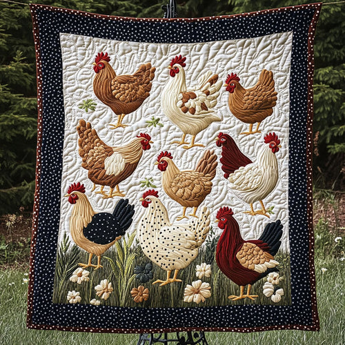 Rustic Hen Gathering Quilted Blanket NCU0NT4124