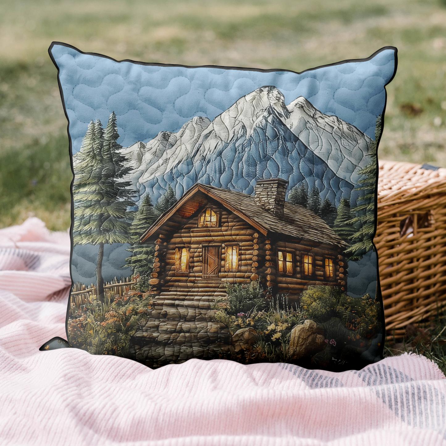 Rustic Log Cabin Quilted Pillow Case NCU0DK3938