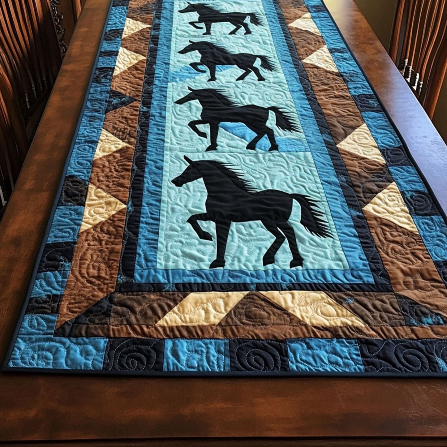 Rustic Melody Quilted Table Runner NCU0PT4347