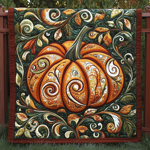 Rustic Pumpkin Swirl Quilted Blanket NCU0XD118